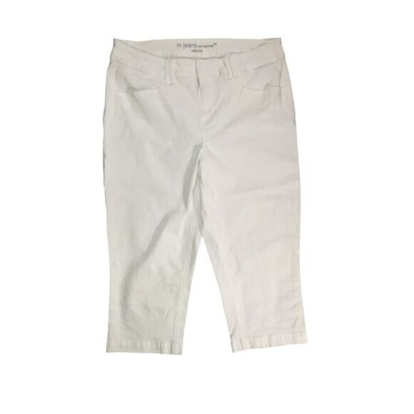 Mjeans by Maurices Womens Cropped White Denim Jeans 18 Mid Rise Stretch Casual - Picture 1 of 6
